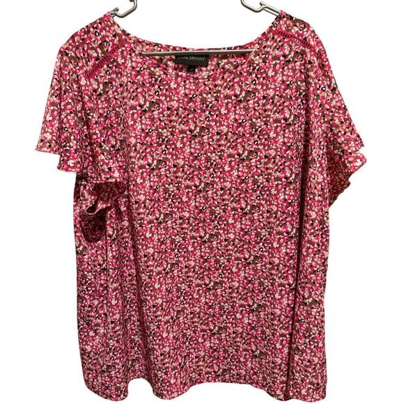 Lane Bryant Tops - Lane Bryant Pink Flutter Short Sleeve Blouse Shirt Plus Size 22